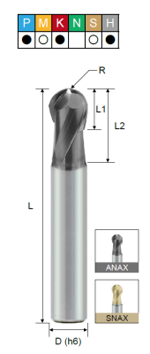Фреза монолитная сферическая EHBUH206000S PRTools — фото