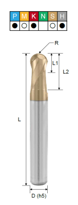 Фреза монолитная сферическая EHBUF210001S PRTools — фото