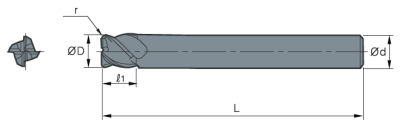 Фреза монолитная радиусная DXC4140-080-14-R0.5 Sangeo — фото